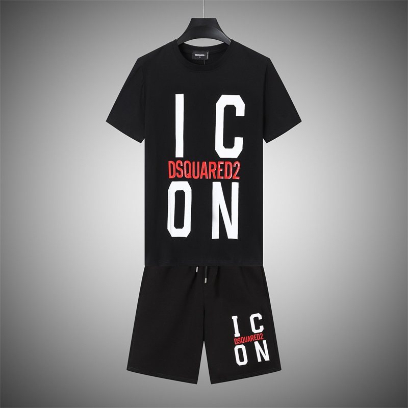 2025新款男士夏天DSQ2字母ICON印花短袖t恤休闲套装潮流短裤2件套,运动服/休闲服装,运动套装,淘宝优惠券,粉丝福利购,淘宝优惠卷