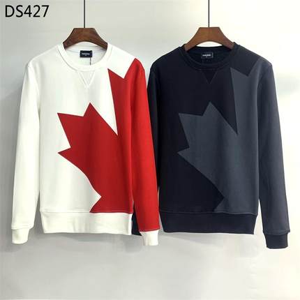 新款潮牌卫衣男秋冬宽松长袖上衣DSQ2枫叶字母印花圆领百搭打底衫