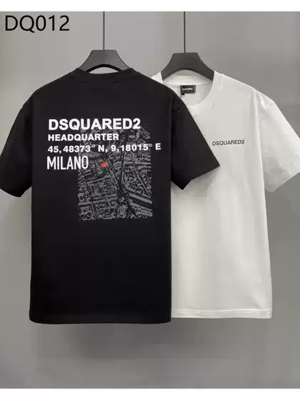 European Station 2025 Summer New D2 Trendy Brand Loose DSQ2 Baroque Digital Printed Men's Round Neck Short sleeved T-shirt