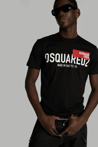 夏季D2短袖T恤男士DSQ2字母印花标签时尚潮流纯棉圆领打底衫上衣