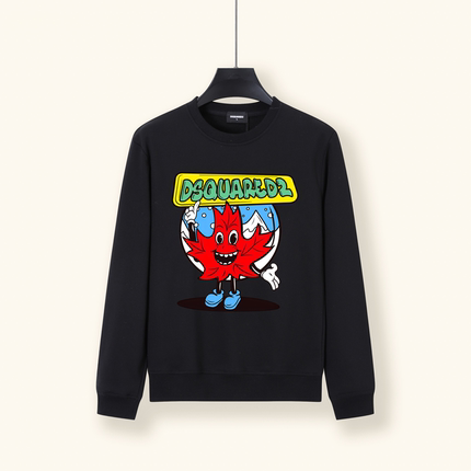 美式新款潮牌DSQ2套头卫衣男士卡通图案印花宽松慵懒风情侣装外套