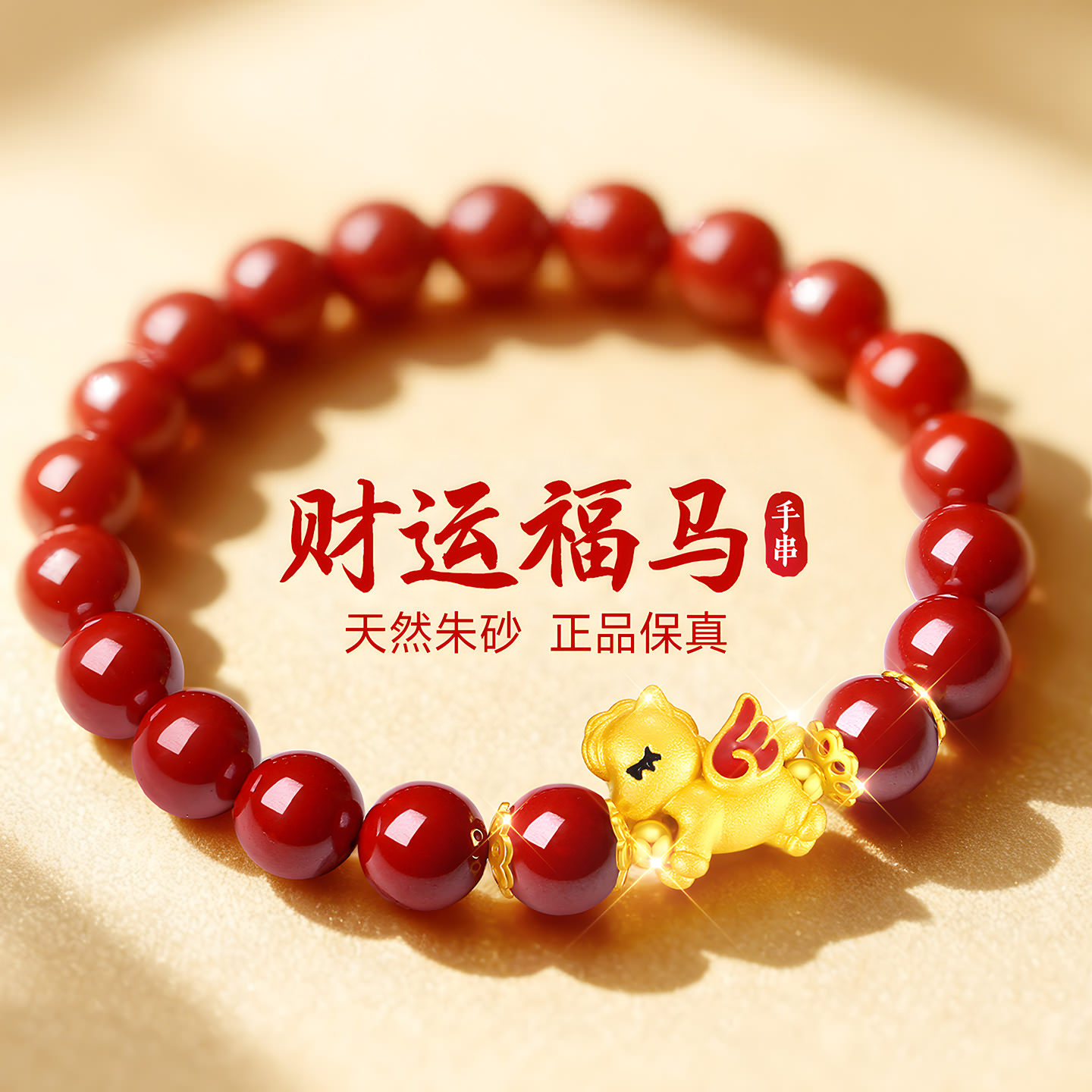 天然朱砂手串2026马年本命年手链女款女士女生马上有钱生肖马手饰