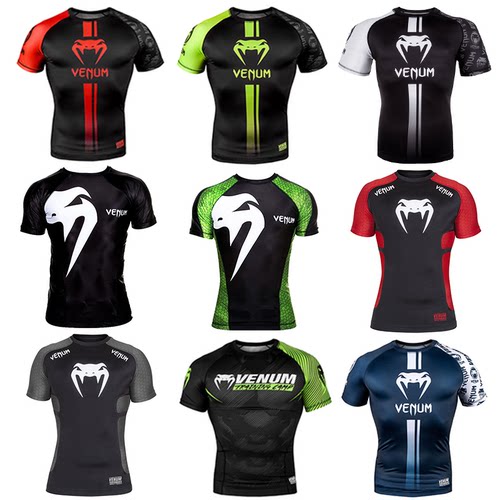 毒液拳击速干T恤MMA泰拳紧身短袖夏武林风UFC格斗散打训练服定制