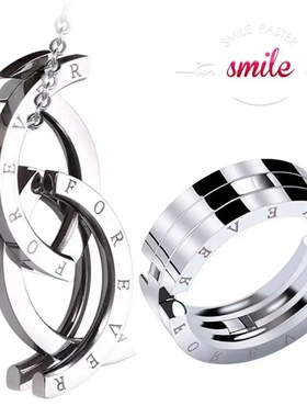 时尚变形戒指 亲吻鱼创意情侣项链 可变形两用戒指  现货直供