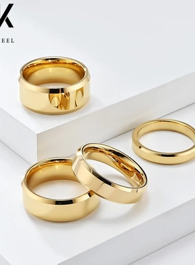 无性别光面简约轻奢钨钢戒指环斜边钨金耐磨损情侣手饰品Tungsten