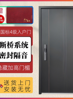 发泡填充防盗门保温隔音入户门家用加高子母门极简风进户门商住门