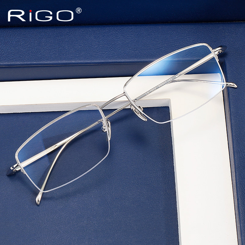 现货 银眼镜架男半框 手工贵金属银材质近视眼镜 银色商务眼镜框