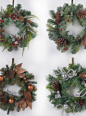 圣诞装饰品45-60CM绿色藤编带饰品花环门挂墙壁挂饰橱窗柜台挂饰