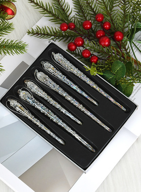 圣诞装饰品透明玻璃冰条吊饰挂件圣诞树场景布置冰条挂饰节日礼物