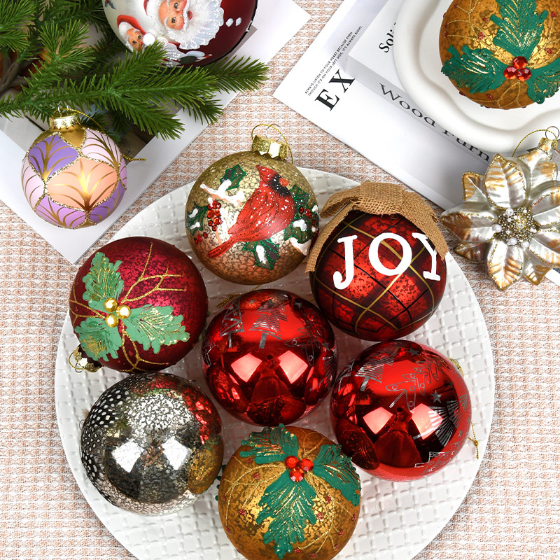 圣诞装饰10CM玻璃彩绘造型球吊饰节日礼物圣诞树场景布置吊球挂件