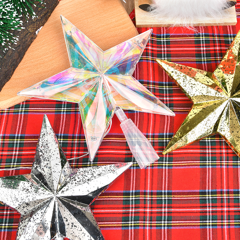 圣诞装饰品电池盒发光塑胶树顶星