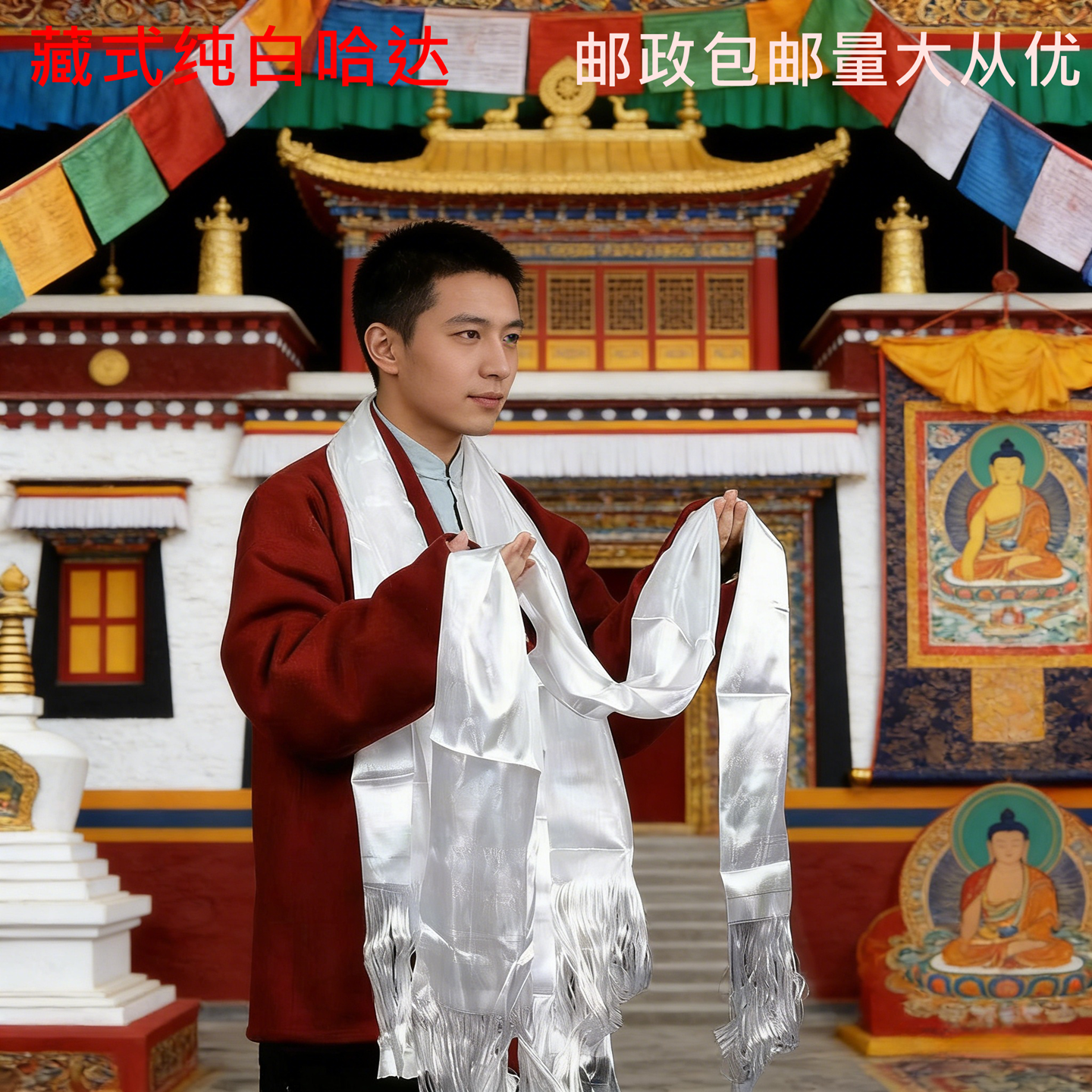 4条藏式白色哈达民族礼仪用品阿西浪尊哈达八吉祥提花哈达八宝,特色手工艺,其他特色工艺品,淘宝优惠券,粉丝福利购,淘宝优惠卷