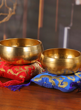 尼泊尔手工缝制锦布垫子方块垫手工佛音钵垫子颂钵馨底座木鱼垫子