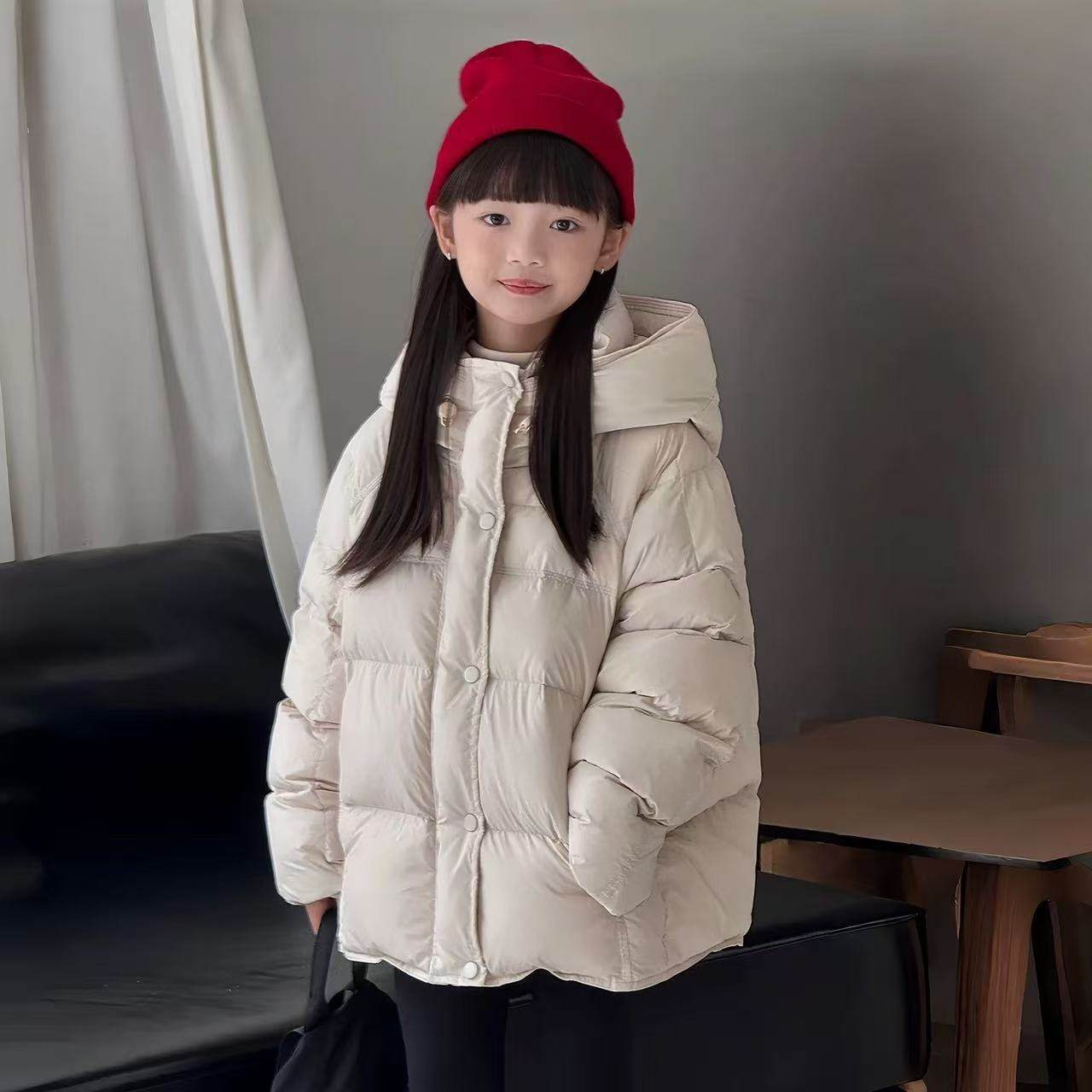 2025冬季儿童短款90白鸭绒羽绒服男女童中大童加厚保暖面包服外套