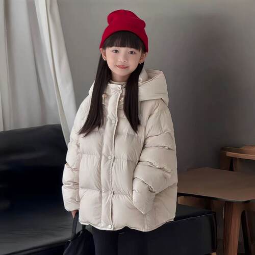 儿童短款90白鸭绒连帽羽绒服