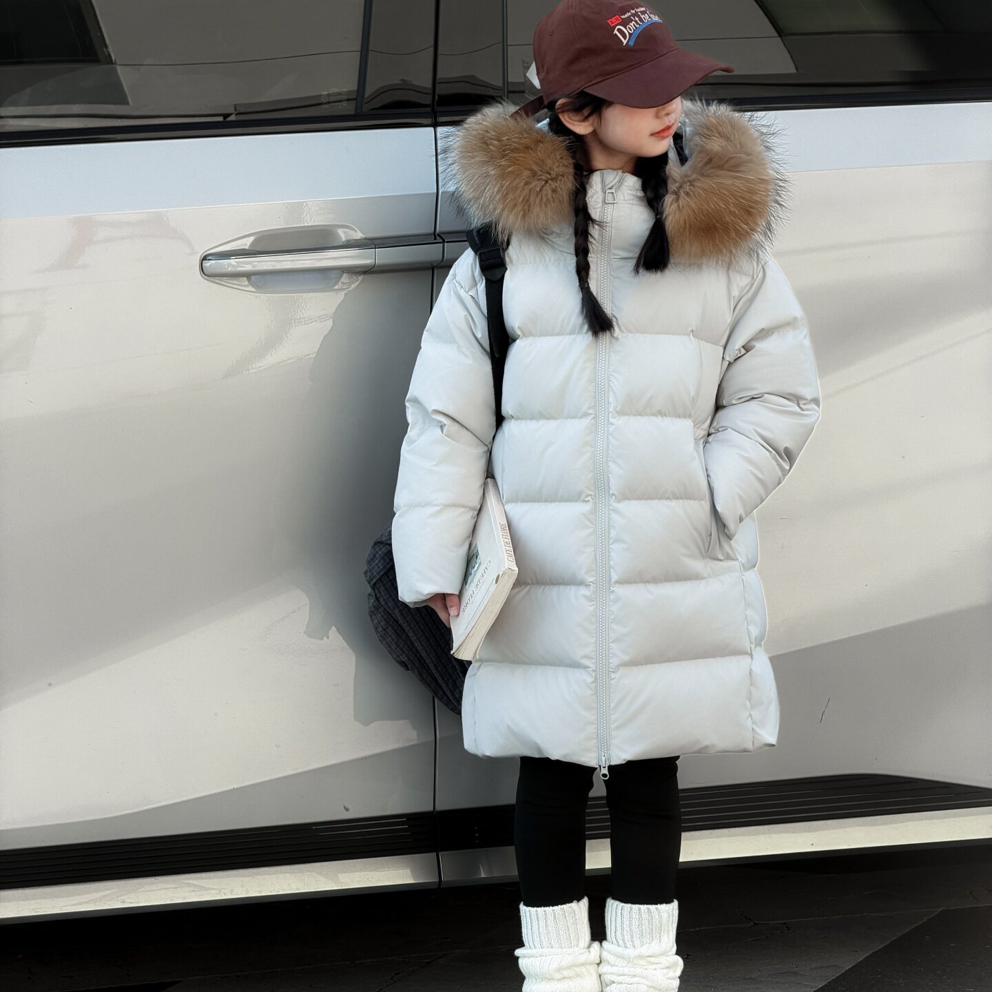 中长款大毛领加厚女童羽绒服