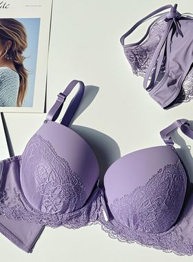 上新大码内衣大胸显小聚拢文胸套装薄杯丰满舒适透气承托34-44码