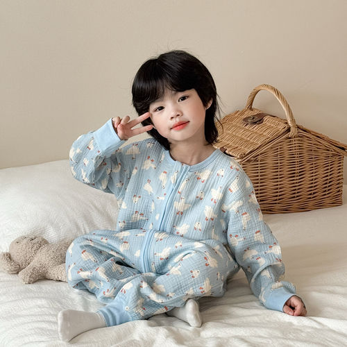 儿童纱布睡袋春夏纯棉薄款睡衣A