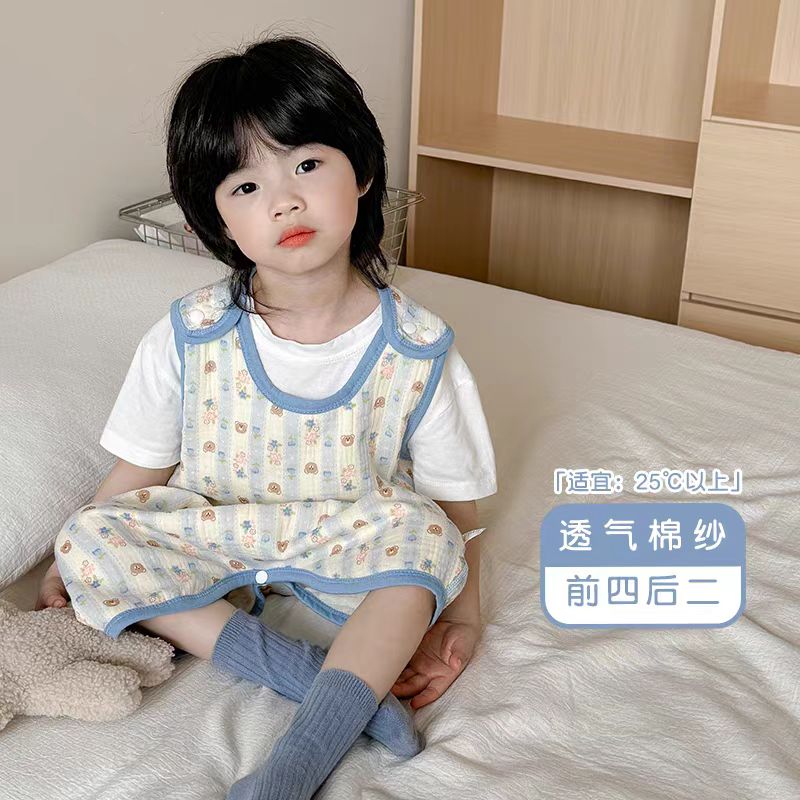 宝宝背心睡袋纯棉纱布