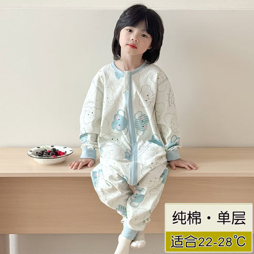 儿童睡袋春秋季薄款纯棉