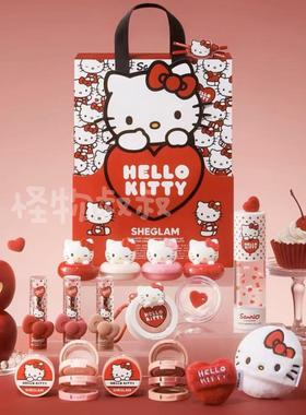 现货！SHEGLAM Hello Kitty 情人节限定腮红粉扑妆前口红唇膏眼影