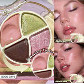 sheglam四色圆盘眼影盘珠光清透闪片哑光自然细闪粉土豆泥