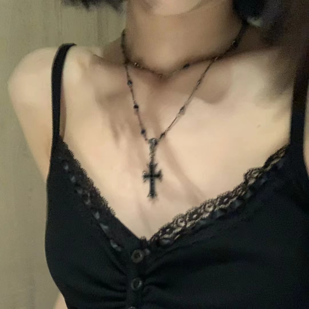 锁骨链潮酷复古十字架项链高级感