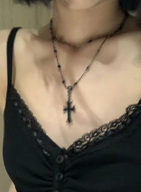 锁骨链潮酷复古十字架项链高级感