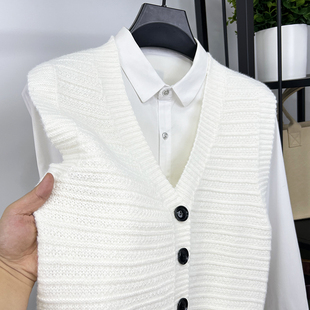 毛衣背心男马甲V领针织衫开衫男外套春秋季薄款无袖坎肩潮流休闲