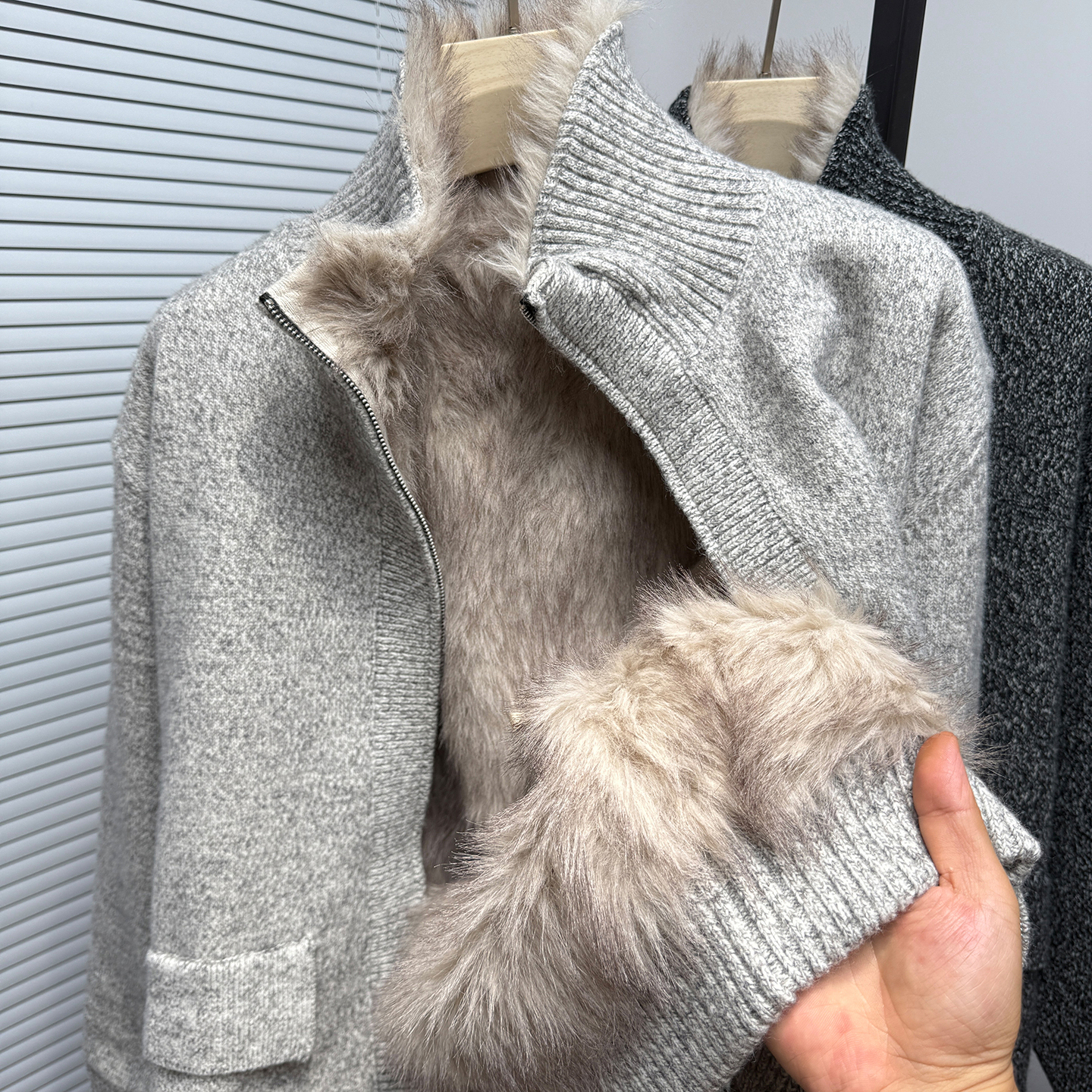 重磅加绒加厚针织开衫男毛衣外套