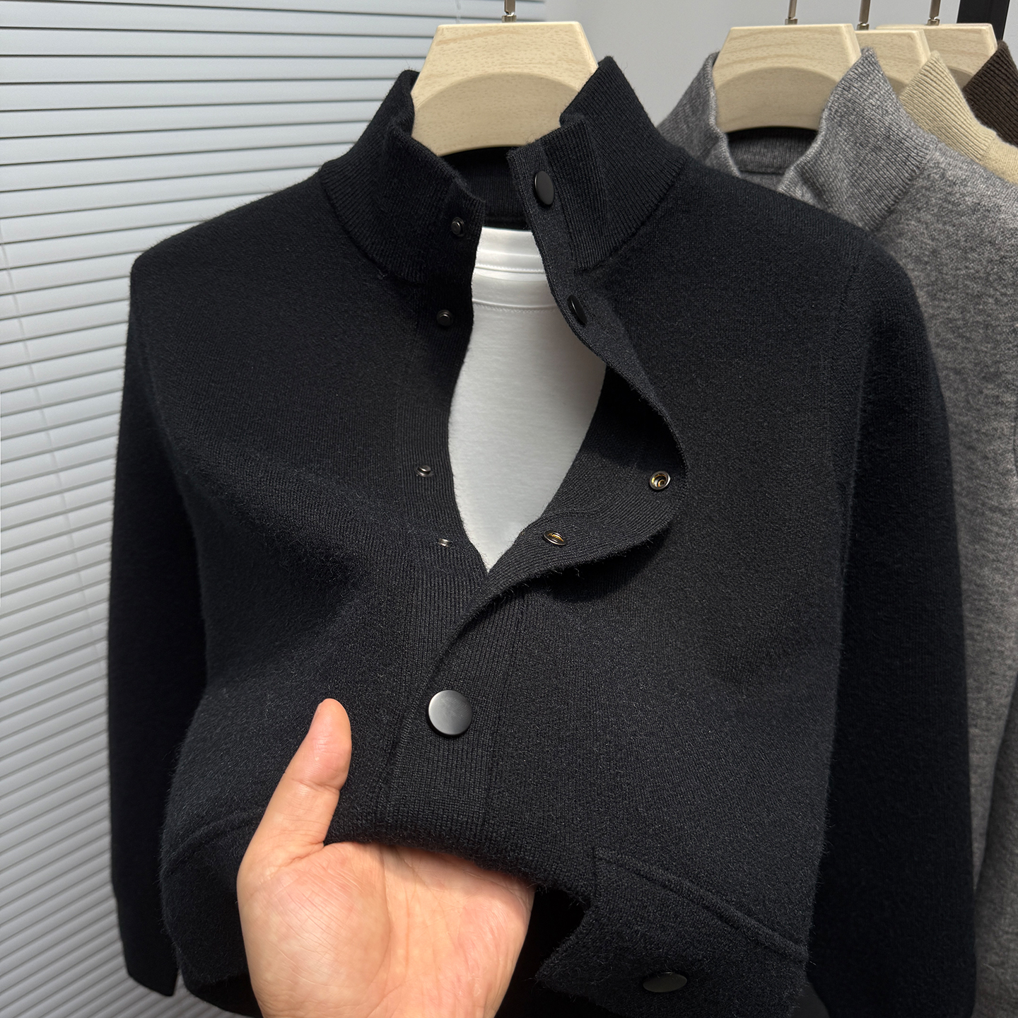 开衫男针织外套毛衣立领纽扣上衣