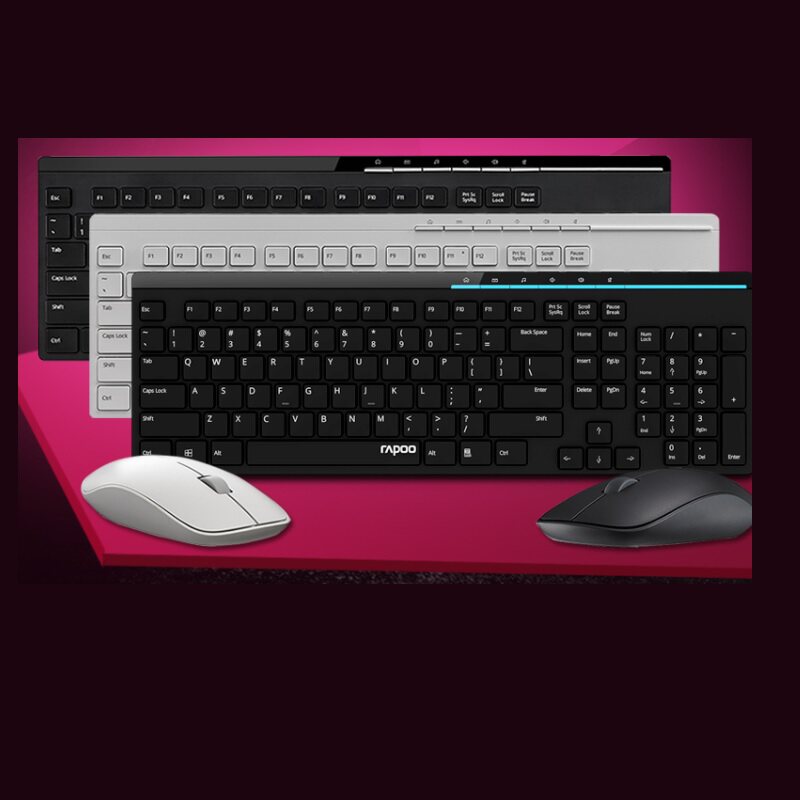 雷柏X8100 黑色无线键盘鼠标套装超薄静音防水游戏办公键鼠