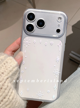 九月岛屿原创相框风渐变星星透明tpu软壳适用苹果17promax手机壳15pro全包防摔16pro软壳13pro少女心17紫色14