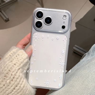 九月岛屿原创相框风渐变星星透明tpu软壳适用苹果17promax手机壳15pro全包防摔16pro软壳13pro少女心17紫色14