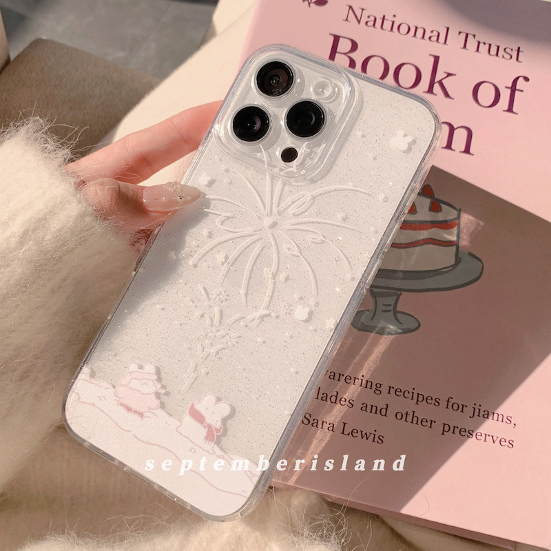 新年烟花小兔透明闪粉软壳适用于iPhone16promax可爱粉色少女心iphone15ProMax手机壳13苹果14Pro全包16加厚,3C数码配件,手机保护套/壳,淘宝优惠券,粉丝福利购,淘宝优惠卷