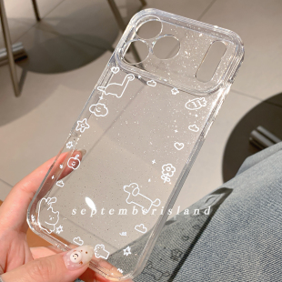ins可爱卡通相框透明闪粉软壳适用iPhone17promax可爱少女蝴蝶结15Pro手机壳17苹果14Pro全包16加厚防摔百搭