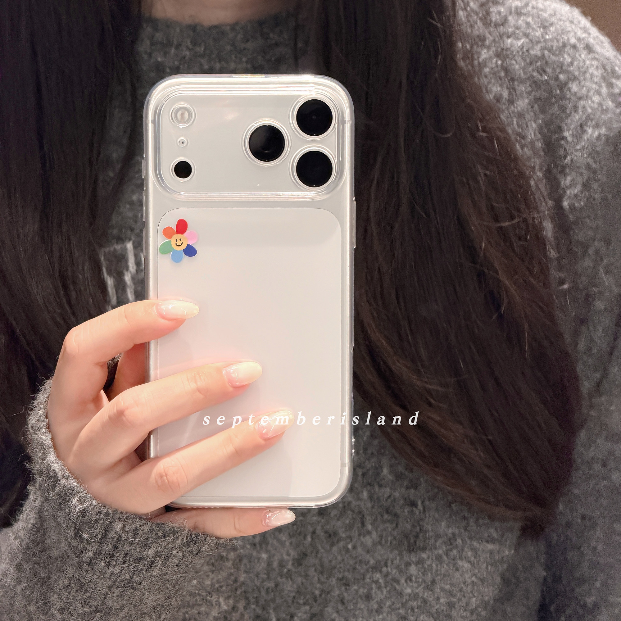 原创彩色笑脸花透明壳适用苹果17promax手机壳15pro全包防摔16promax软壳13pro简约tpu17简约硅胶tpu可爱