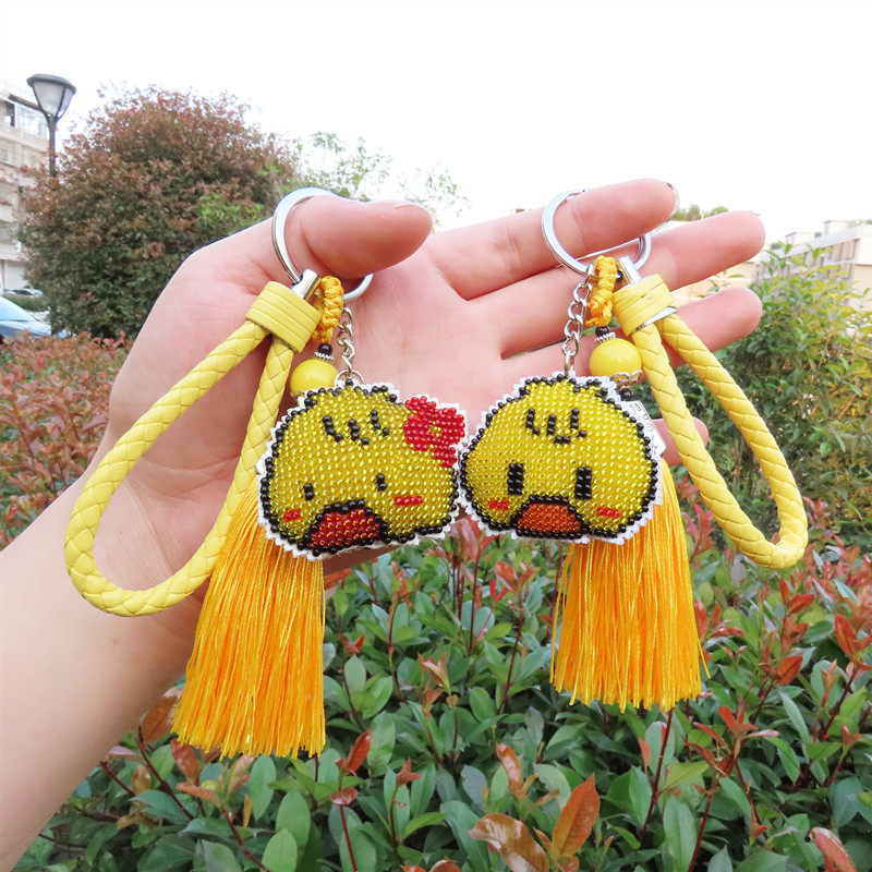 新款十字绣卡通钥匙扣珠绣小礼物自己绣手工挂件精准印花小黄鸭
