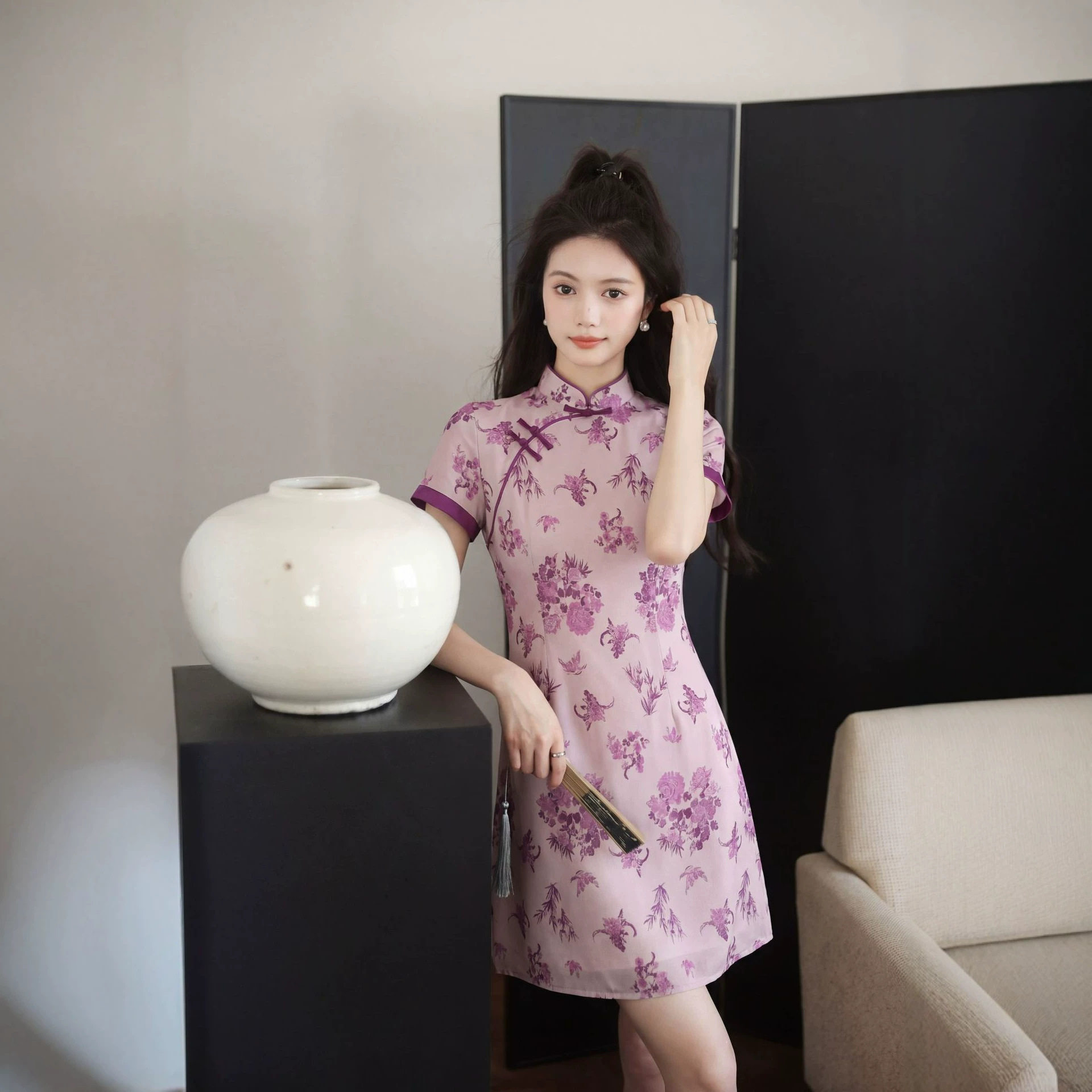 新中式姿色改良旗袍连衣裙女夏季高级感气质减龄遮肚子显瘦A字裙