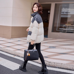 羽绒服女冬季2025新款牛仔拼色韩版时尚显瘦白鸭绒加厚小个子短款