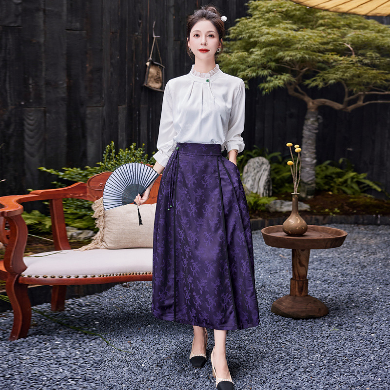 2025年秋季新款气质时尚新中式风轻奢优雅百搭高腰马面裙两件套