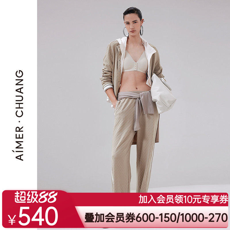 爱慕·CHUANG乐野睡衣女舒绒提花直筒可外穿家居长裤CA471941