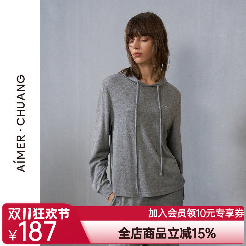 爱慕·CHUANG岛屿5女士休闲棉质平纹布连帽长袖上衣CA811481