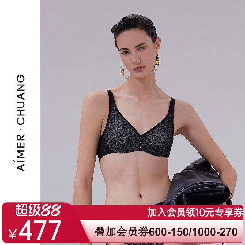 爱慕·CHUANG交织内衣女V领乳贴大罩杯大胸显小文胸CA131901