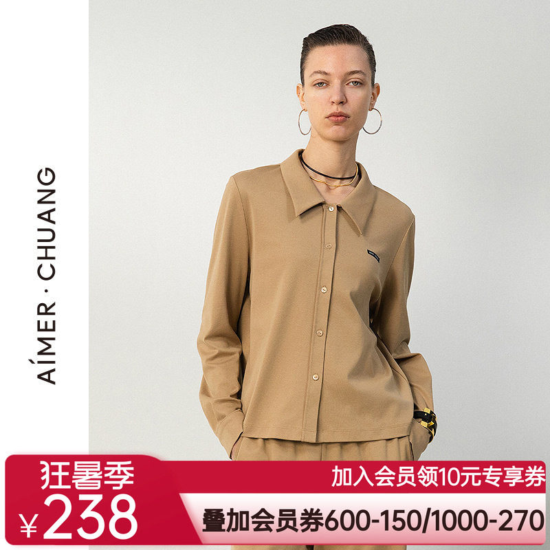 爱慕·CHUANG25春夏时空5女士纯棉双面布翻领长袖上衣CA451611