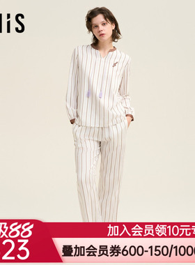爱美丽海上钢琴师棉缎纹立领套头长袖上衣长裤套装  IM46BUE1