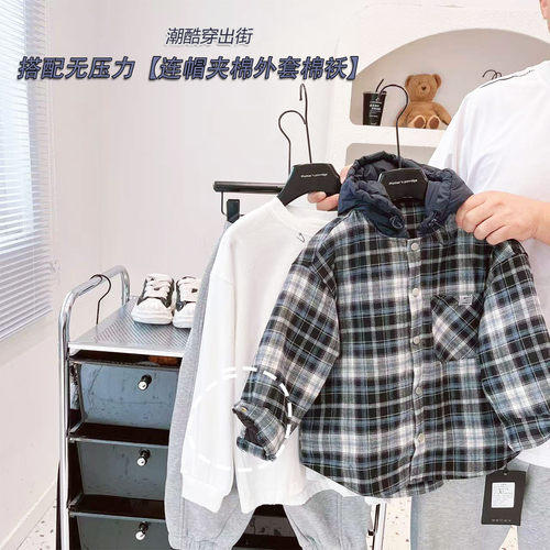 【xiyou 实体店同款 上新立减12%】男童连帽加棉加厚韩版棉服