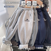 2026冬季 中大童加厚棉裤 男童百搭一体绒刺绣运动裤 过冬裤 加绒