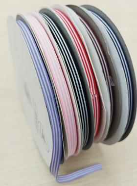 三顶织带1cm条纹色织带白色双面平纹罗纹带diy手工服装辅料91米