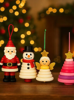 跨境DIY Button Snowman Ornament 雪人圣诞老人纽扣手工挂件礼物